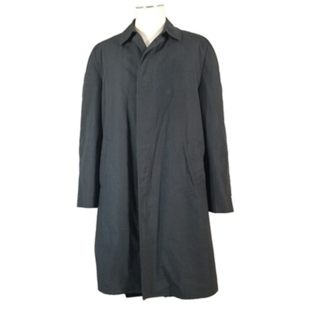 London Fog Trench Coat Maincoats men's Medium 42L Black Lined ALL Season